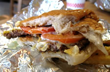 a Five Guys burger up close