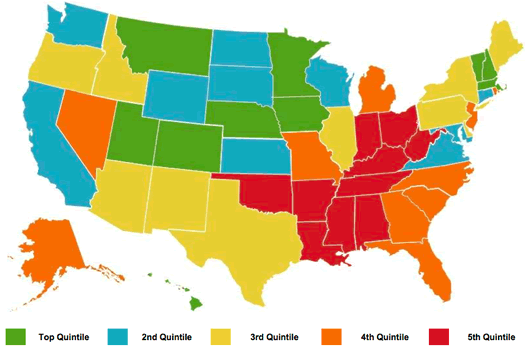 gallup-healthways state rankings map 2012