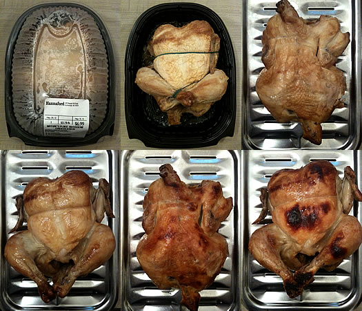 rotisserie chicken from cold to roasted and toasted