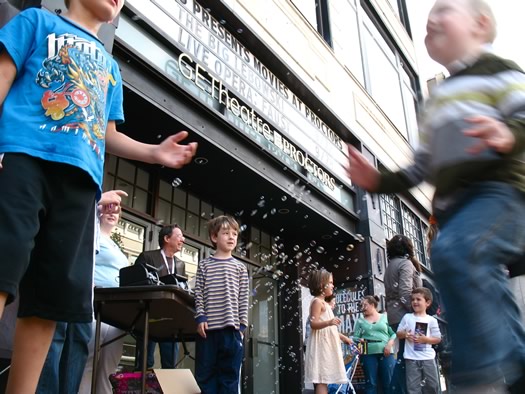 hugs and bubbles outside proctors