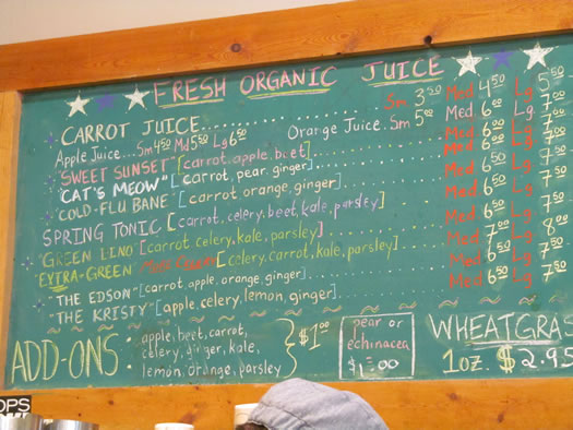 juice bars honest weight menu Central Ave location