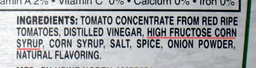 ketchup ingredients hfcs highlighted