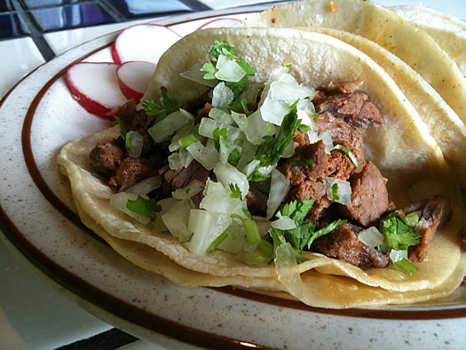 la mexicana pork tacos closeup