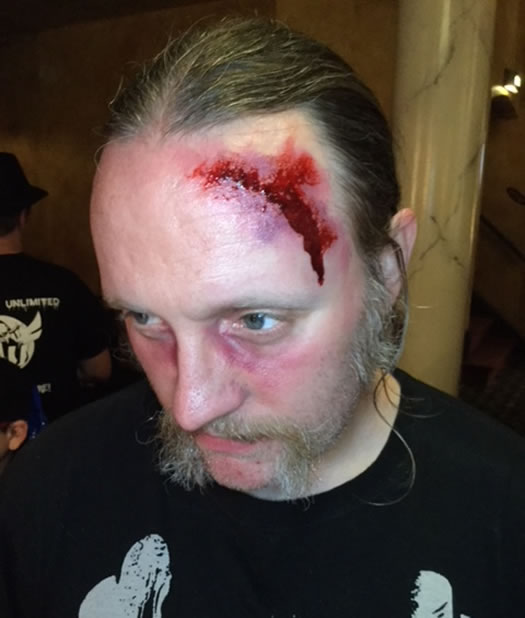 makeup curio bloody forehead wound