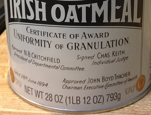 mccanns irish oats john boyd thacher closeup