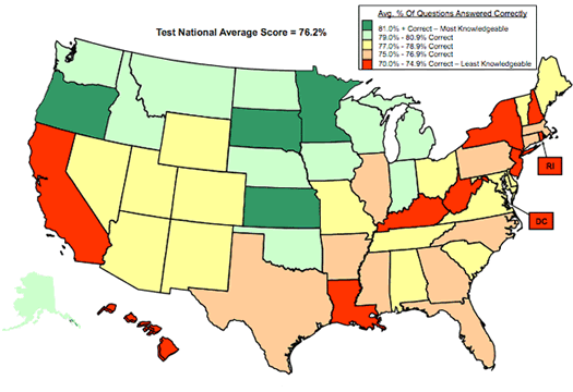 national drivers test results map 2010