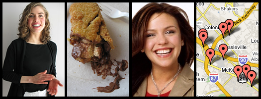 photo composite of Aja Style, deep-fried candy bar, Rachael Ray World Domination Watch, the AOA map