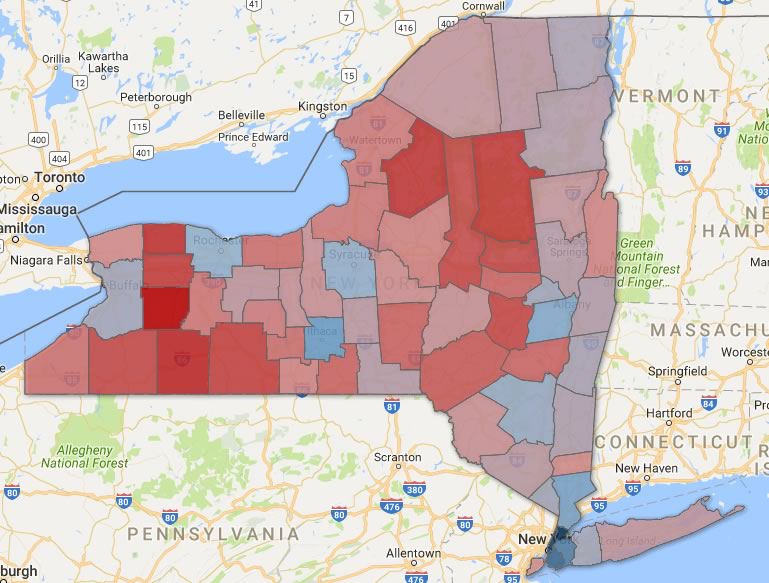 Clickable County By County Results For 2016 Presidential Election In New York State All Over Albany