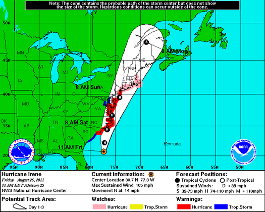 nws hurricane irene projection 2011-08-26 1245