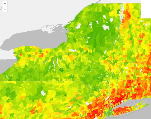 nys carbon footprint zip codes map