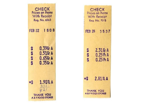 old supermarket receipts via Carl