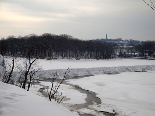 peebles island winter frozen spill