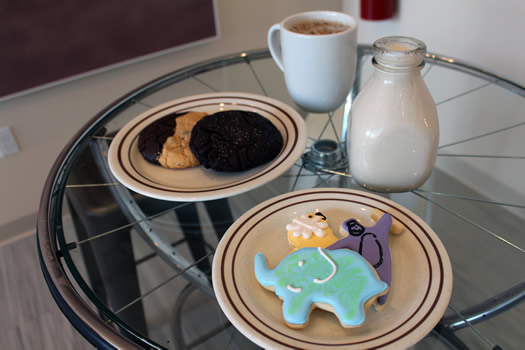 plum dandy cookies and milk three cookies