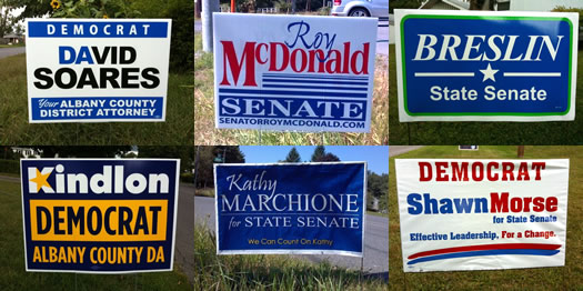 Political Campaign Marketing Signs, Buttons Bumper Stickers