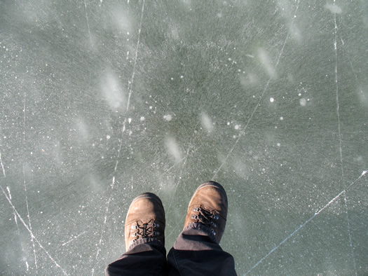 pond ice feet