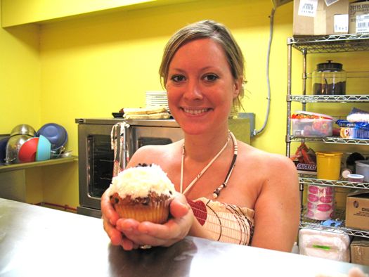 Rachel St Martin holding a cupcake