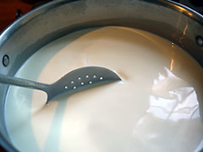 rennet stirred into milk