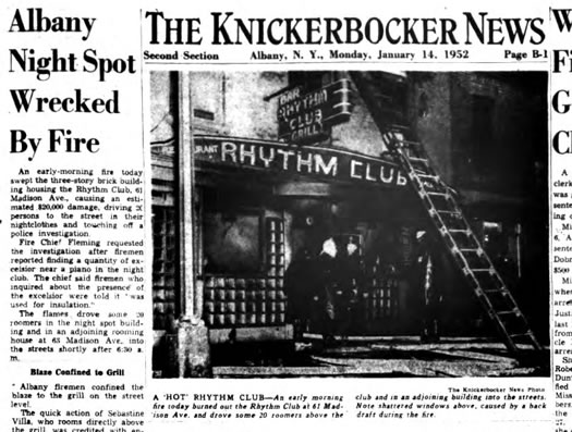 rhythm club albany fire knick news 1952