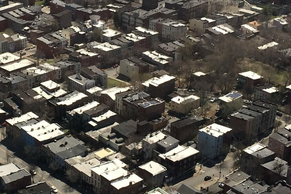 roof tops row houses Albany Mansion Neighborhood