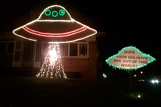 santa abducted by aliens holiday light display