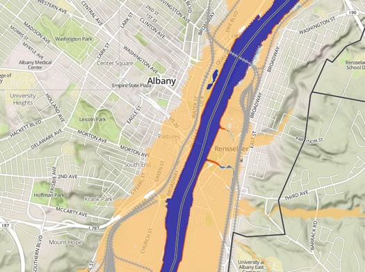 scenic hudson sea level rise map Albany