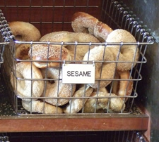 sesame bagels in basket