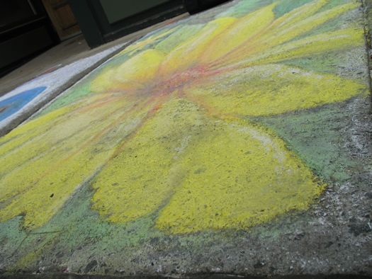 sidewalk chalk art flower side