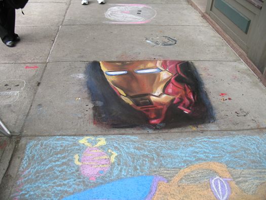 sidewalk art ironman