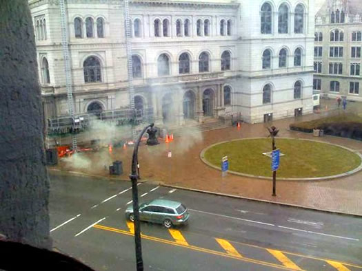 smoking maholes in downtown Albany