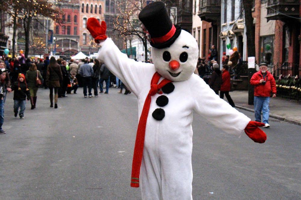 snowman costume Troy Victorian stroll