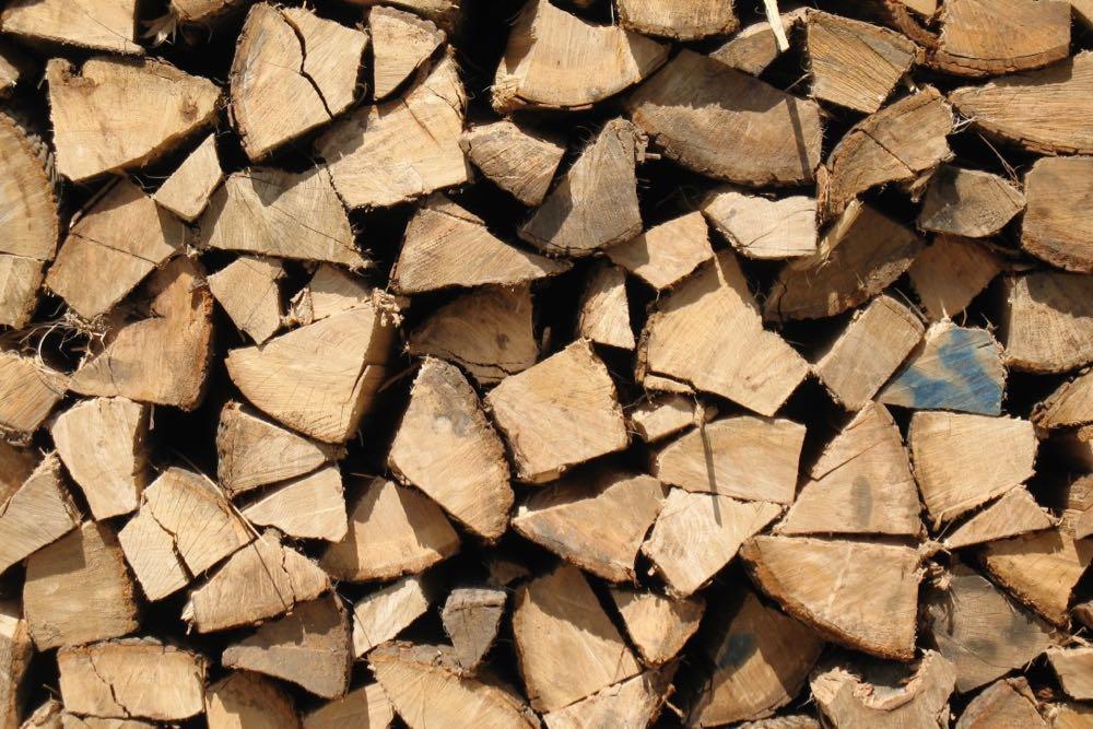 stacked firewood closeup