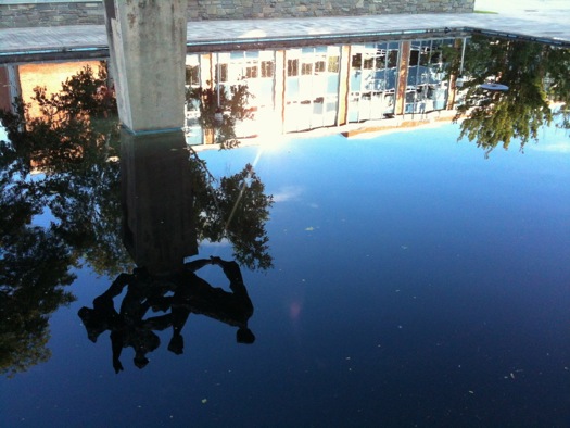 state office campus sculpture pool