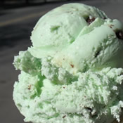 stewarts mint chip ice cream closeup