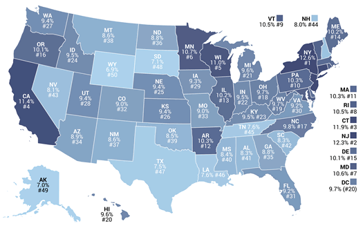 tax foundation tax income map 2014 FY2011