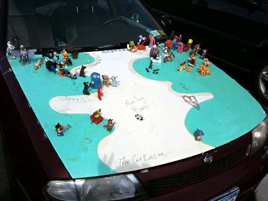 toy art car in Colonie Center parking lot
