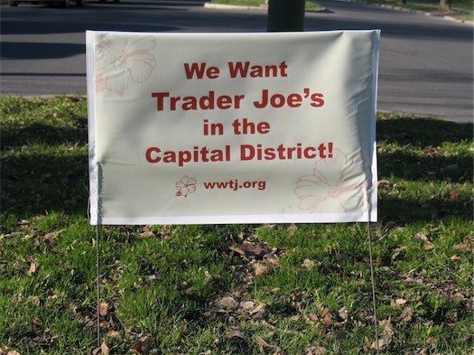 we want trader joe's yard sign