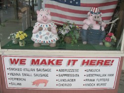 troy pork store window pigs