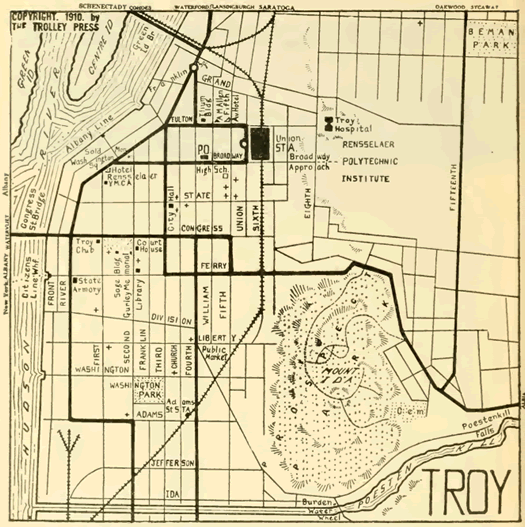 troy trolley map 1911