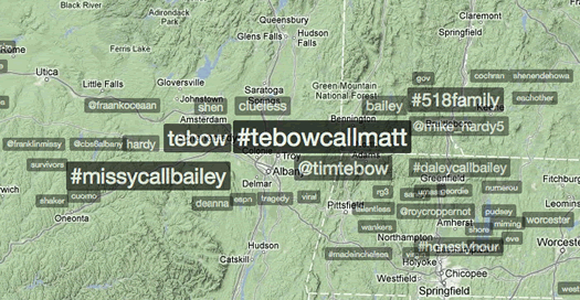 twitter trendsmap Albany tebowcallmatt