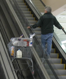 closeup of cart riding Wal-Mart cartscalator
