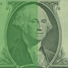 washington dollar bill green shade