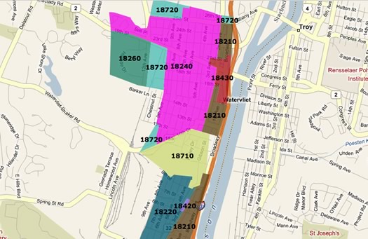 watervliet interactive map screengrab