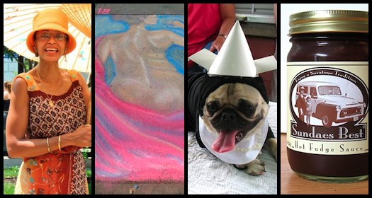 Sherri, sidewalk art, pugs, hot fudge