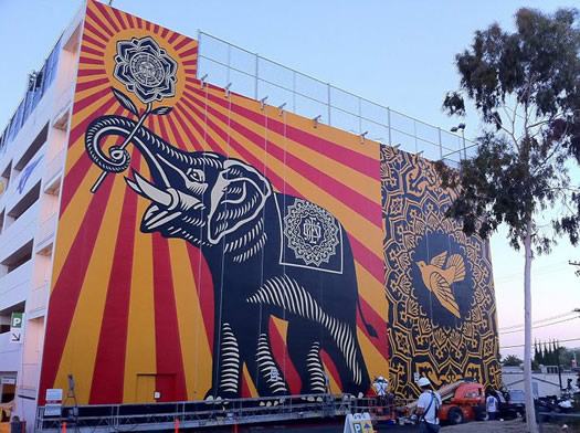 west hollywood library parking garage obeygiant mural