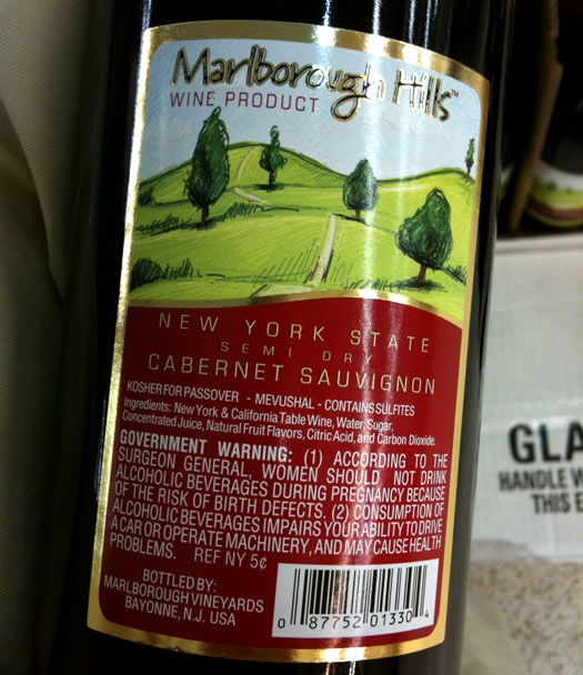 wine product at walmart label