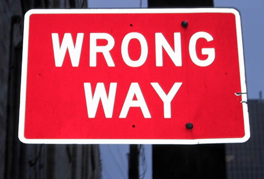 wrong way sign